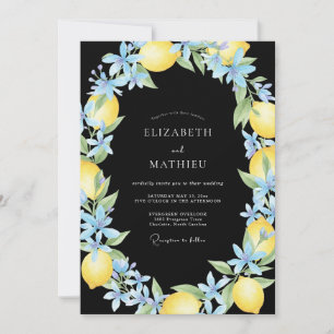Invitation Mariage au citron bleu eucalyptus de minuit