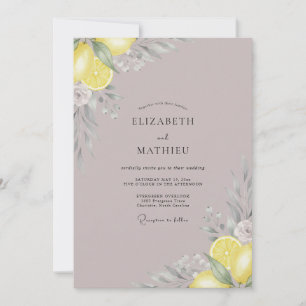 Invitation Mariage au citron eucalyptus rose poussiéreux