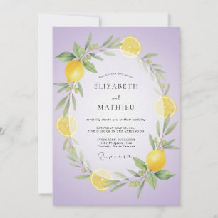 Invitation Mariage au Citron Lilas Doux et Eucalyptus
