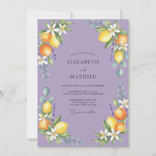 Invitation Mariage au citron lilas gris et eucalyptus