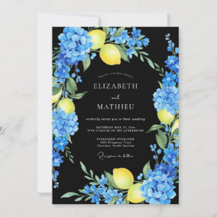 Invitation Mariage au Citron Noir Hydrangea Eucalyptus