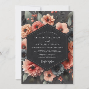 Invitation Mariage au Clair-Obscur Corail Charbon