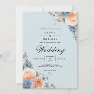 Invitation Mariage au coin floral pastel