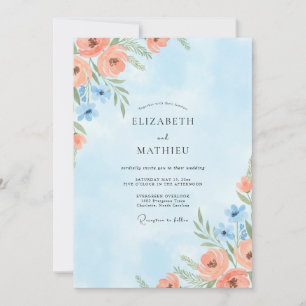 Invitation Mariage au Coquelicot Azur Corail