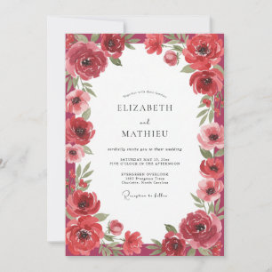Invitation Mariage au Coquelicot Écarlate