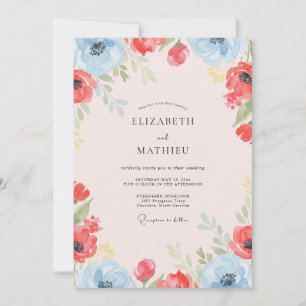 Invitation Mariage au Coquelicot Écarlate Corail