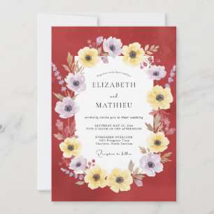Invitation Mariage au Coquelicot Jaune Cramoisi