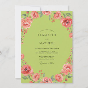 Invitation Mariage au Corail Chartreuse Renoncule Eucalyptus