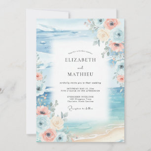 Invitation Mariage au corail d'anémone d'Azur