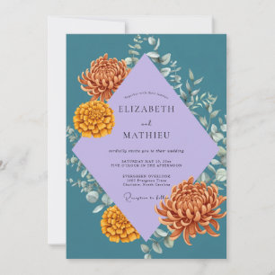 Invitation Mariage au Dahlia cuivré lavande
