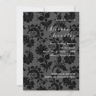 Invitation Mariage au damas floral sombre