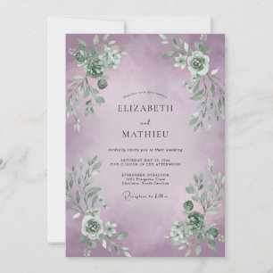 Invitation Mariage au eucalyptus à feuillage argenté lilas