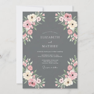 Invitation Mariage au Eucalyptus à Feuillage Rouge Charbon