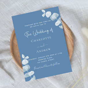 Invitation Mariage au eucalyptus bleu poussiéreux