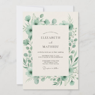Invitation Mariage au Eucalyptus Menthe Pâle