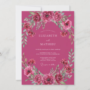 Invitation Mariage au feuillage de baie magenta