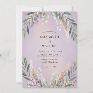 Invitation Mariage au feuillage de eucalyptus de Pampas de li