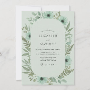 Invitation Mariage au feuillage de fougère céladon