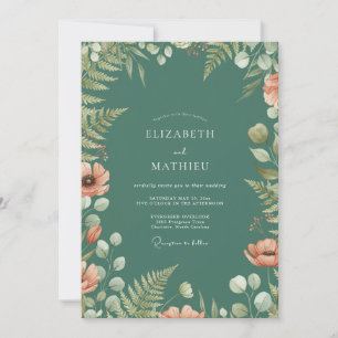 Invitation Mariage au feuillage de fougère de jade