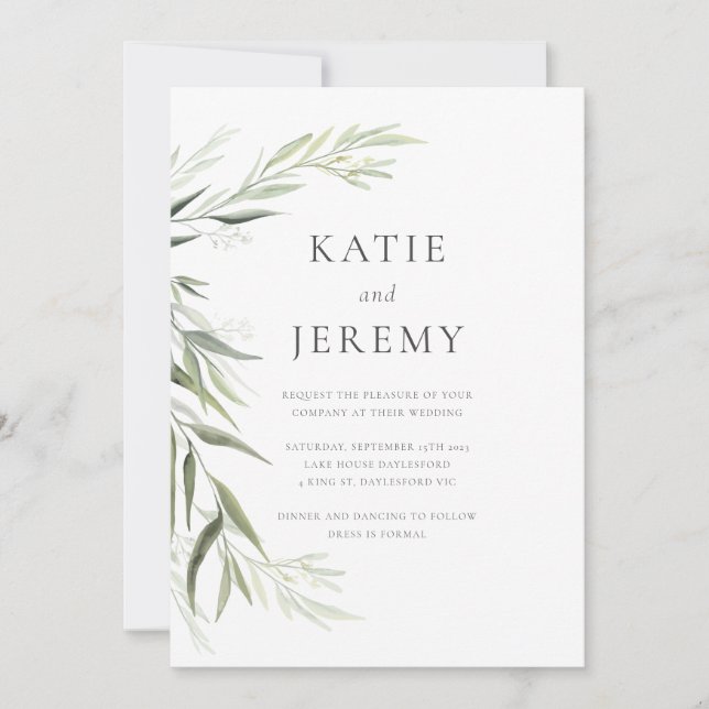 Invitation Mariage au Feuillage de Gomme d'Eucalyptus (Devant)