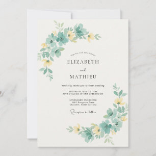 Invitation Mariage au feuillage de mer et eucalyptus beurré