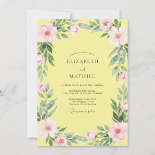 Invitation Mariage au feuillage de pêche primevère