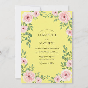 Invitation Mariage au feuillage de pétale de citron