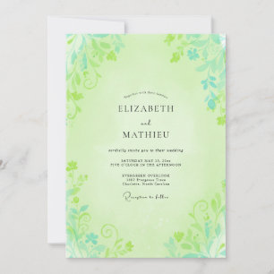 Invitation Mariage au feuillage de pistache Eucalyptus atténu
