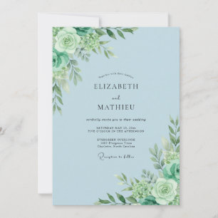 Invitation Mariage au feuillage de sauge en poudre Eucalyptus