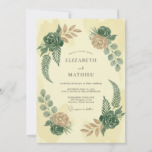 Invitation Mariage au feuillage de terre cuite et au beurre