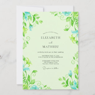 Invitation Mariage au feuillage d'eucalyptus Aqua Lime