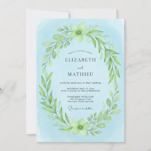 Invitation Mariage au feuillage d'eucalyptus Sky Lime