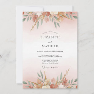 Invitation Mariage au feuillage d'eucalyptus Terracotta Blush