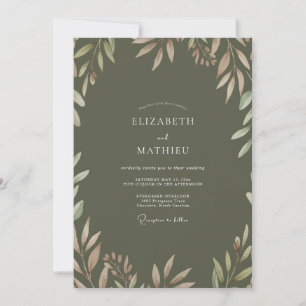 Invitation Mariage au feuillage d'olive gris Eucalyptus
