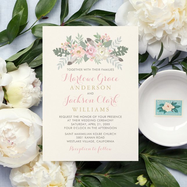 Invitation Mariage au Jardin Botanique Rose (Créateur téléchargé)