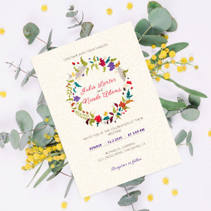 Invitation Mariage au jardin de fleurs exotiques Wild Rose Wo
