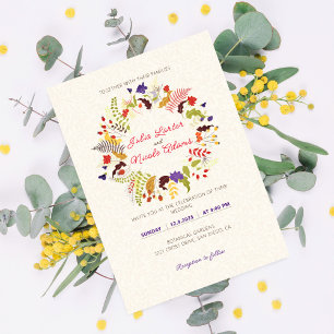 Invitation Mariage au jardin de fleurs exotiques Wild Rose Wo