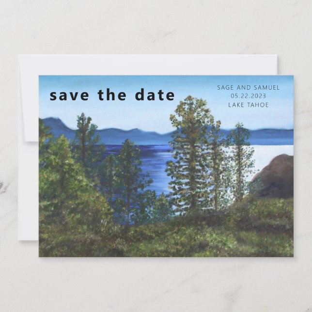 Invitation Mariage au Lac Tahoe, Enregistrez la Date (Devant)