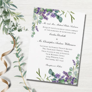 Invitation Mariage au lavande eucalyptus et verdure violette
