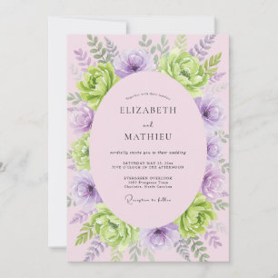 Invitation Mariage au lavande, lime, renoncule et eucalyptus
