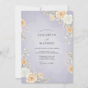 Invitation Mariage au lilas abricot rose