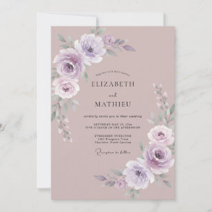 Invitation Mariage au lilas atténué ranunculus eucalyptus