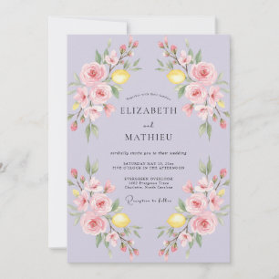 Invitation Mariage au lilas, citron, eucalyptus