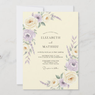 Invitation Mariage au lilas d'ivoire Ranunculus Eucalyptus
