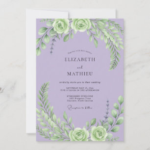 Invitation Mariage au lilas, menthe, renoncule et eucalyptus