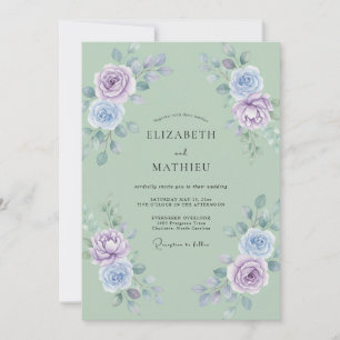 Invitation Mariage au lilas Ranunculus mousse de mer Eucalypt