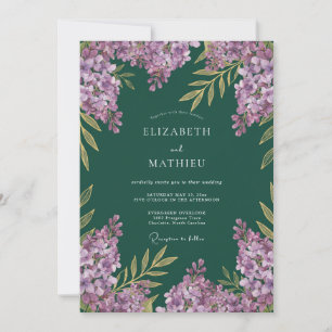 Invitation Mariage au lilas violet eucalyptus lunatique