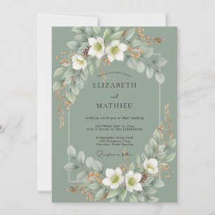 Invitation Mariage au Lys Blanc Céladon
