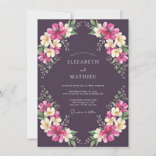 Invitation Mariage au lys violet profond