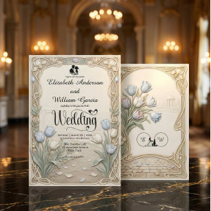 Invitation Mariage au Manoir de Jardin Art Nouveau